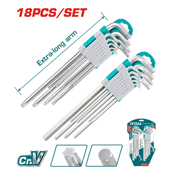 Juego de 18 llaves hexagonales y llaves torx