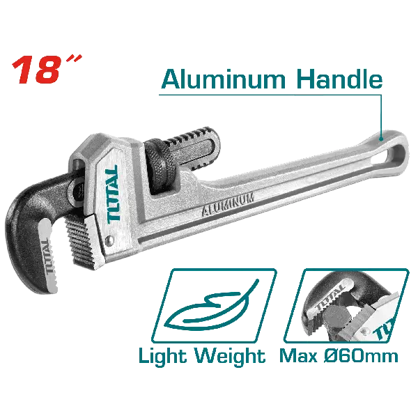 Llave de tubo con mango de aluminio