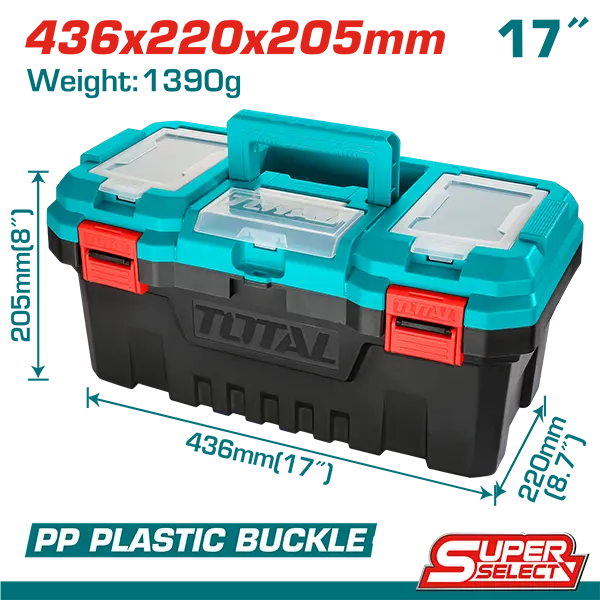 Caja de herramientas de plástico de 17"